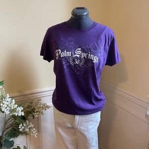 Purple Palm Springs T-Shirt Short Sleeve Top Women's XL CUTE!